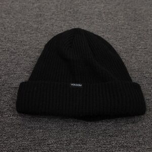 Volcom Hat Beanie Fitted Mens One Size Black True To This Knit Lined Winter